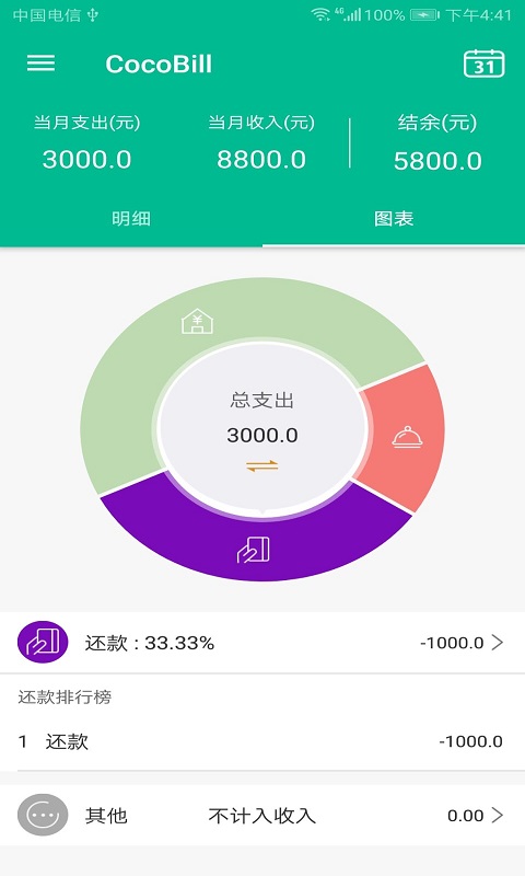 清晰记账本手机软件app截图