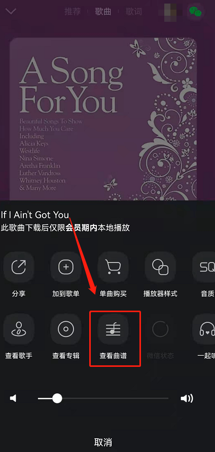 《QQ音乐》查看歌曲曲谱方法