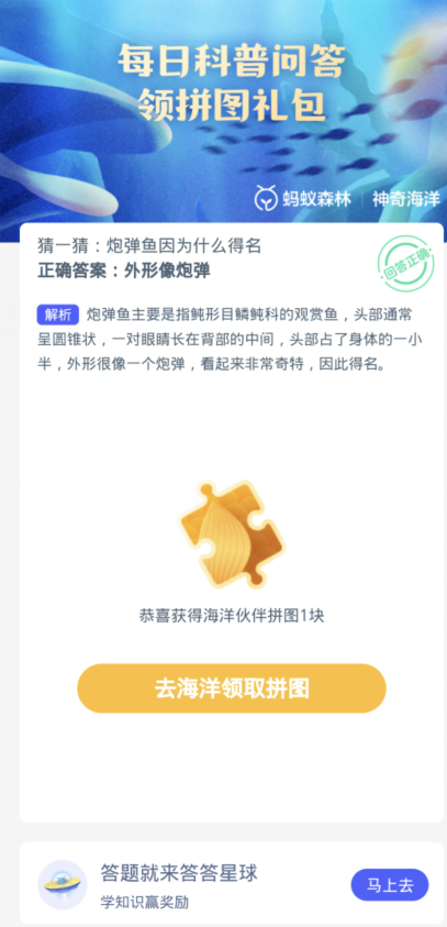 《支付宝》2023神奇海洋的每日问题分享大全